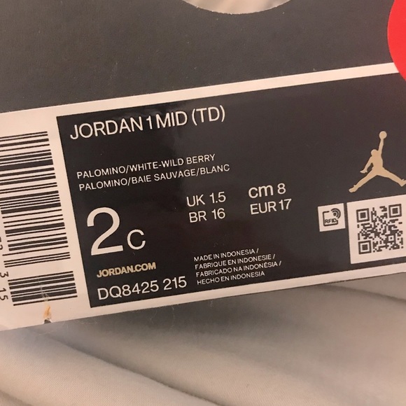 Nike Air Jordan 1 Mid “Purple Mocha” Toddler’s Sneakers Size 2C DQ8425-215 NEW - Picture 12 of 12